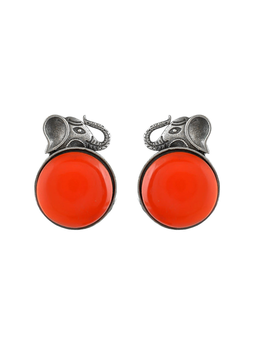 Earrings With Vibrant Red Gems For Women