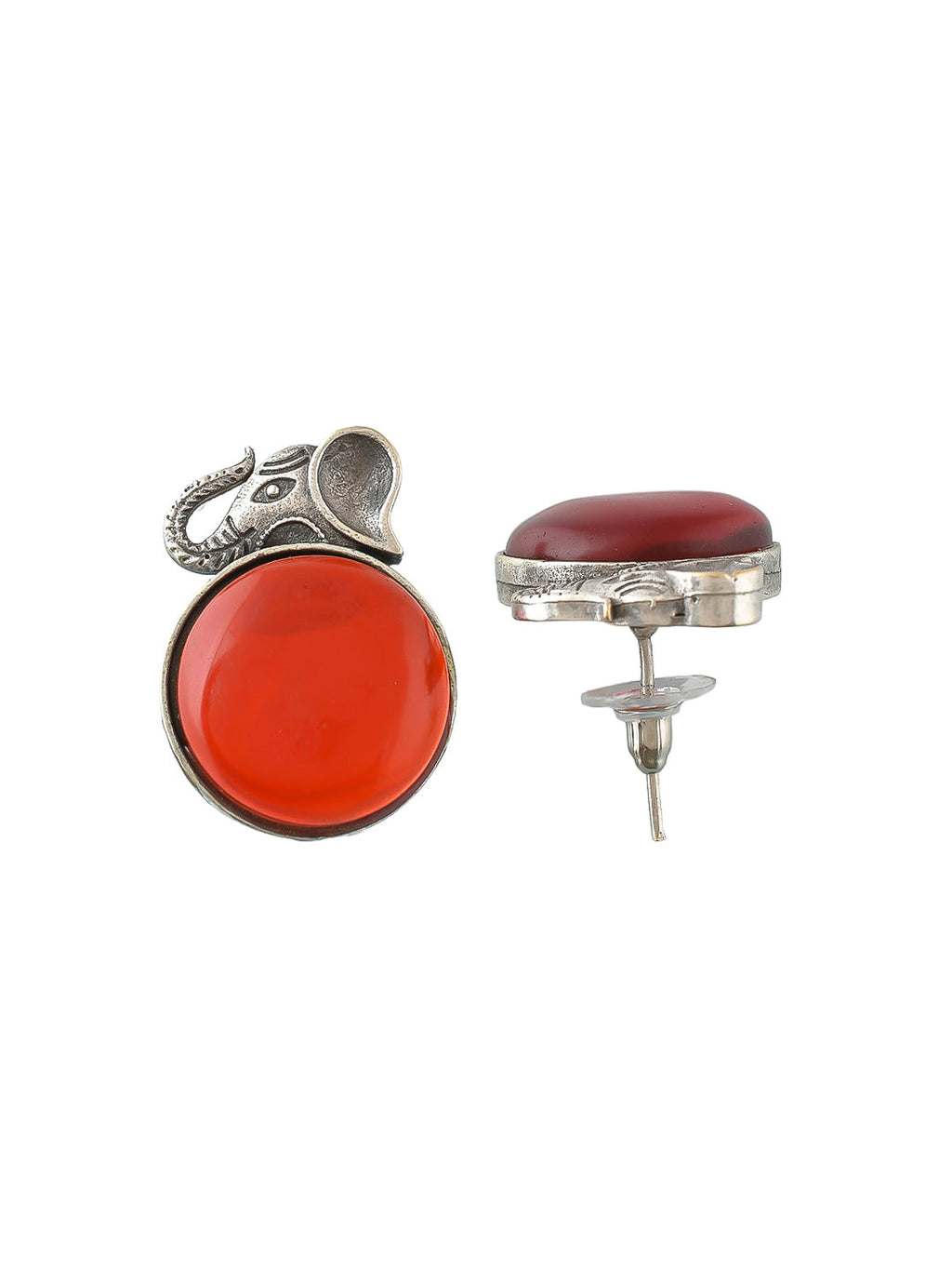 Earrings With Vibrant Red Gems For Women