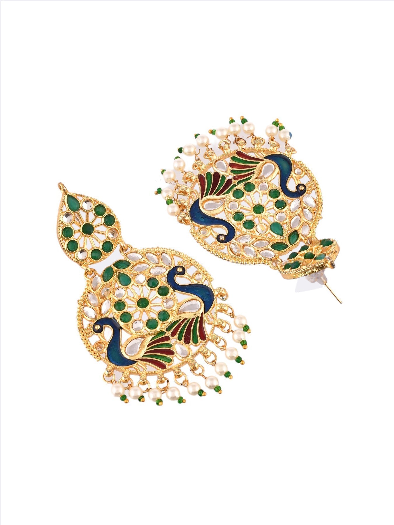 Gold Plated Pearl Jadau Chandbali Earrings For Women