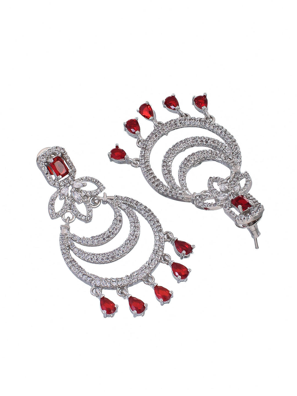 Silver Plated American Diamond Long Chandbali Earring For Wedding For Women