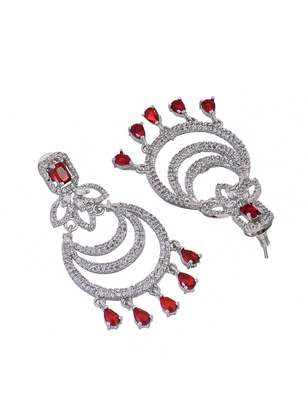 Silver Plated American Diamond Long Chandbali Earring For Wedding For Women