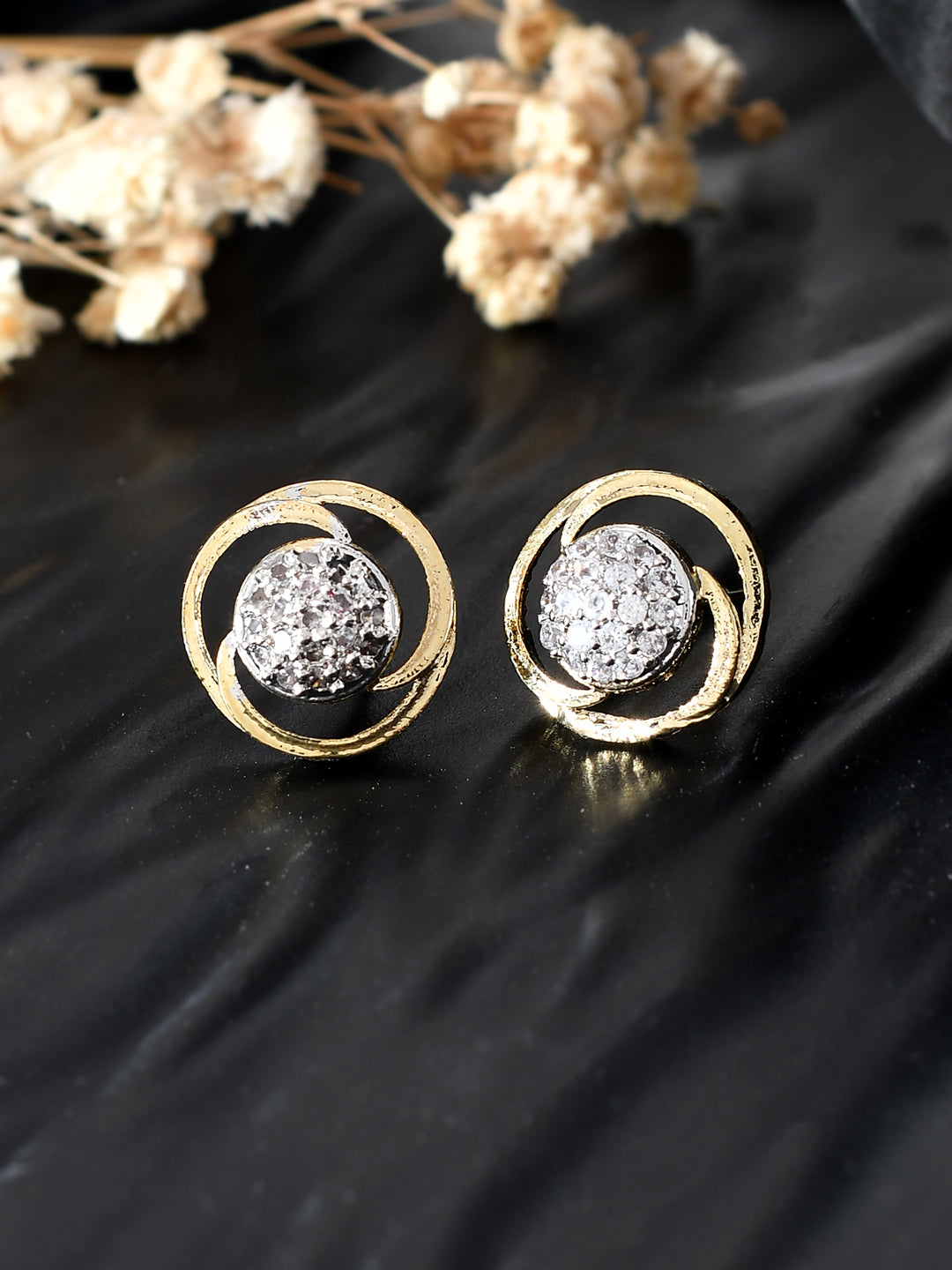 Round American Diamond Stud Earrings For Women & Girls