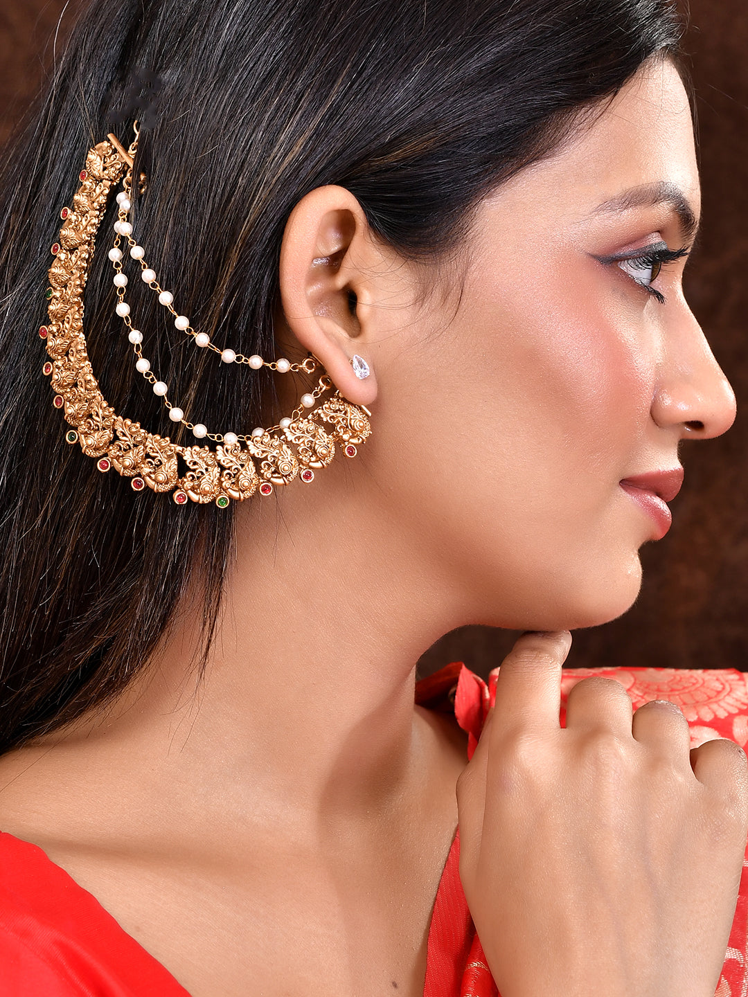 Gold Floral Long Traditional & Ethnic Earrings For Women