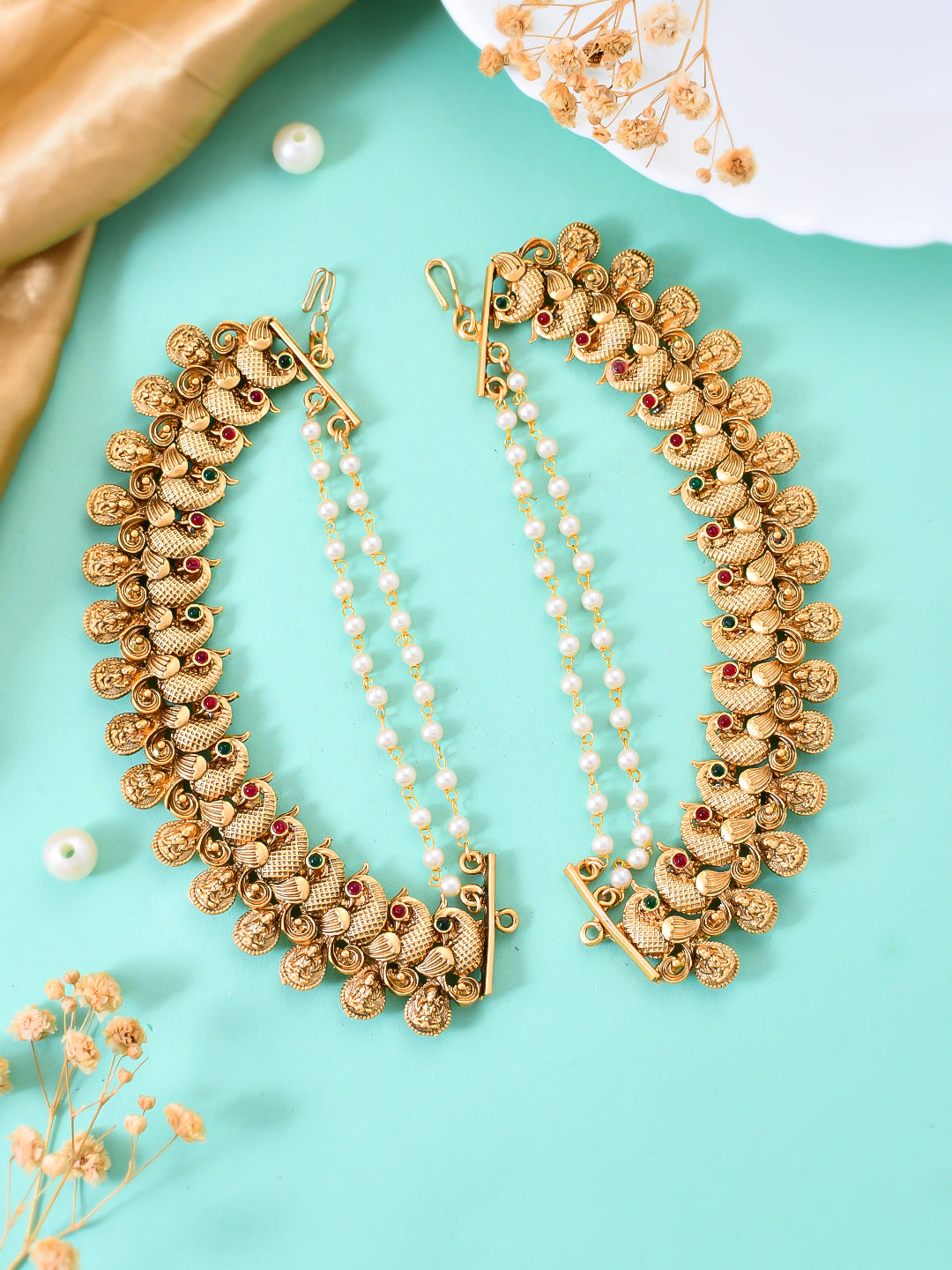 Gold Leaf Long Traditional & Ethnic Earrings For Women