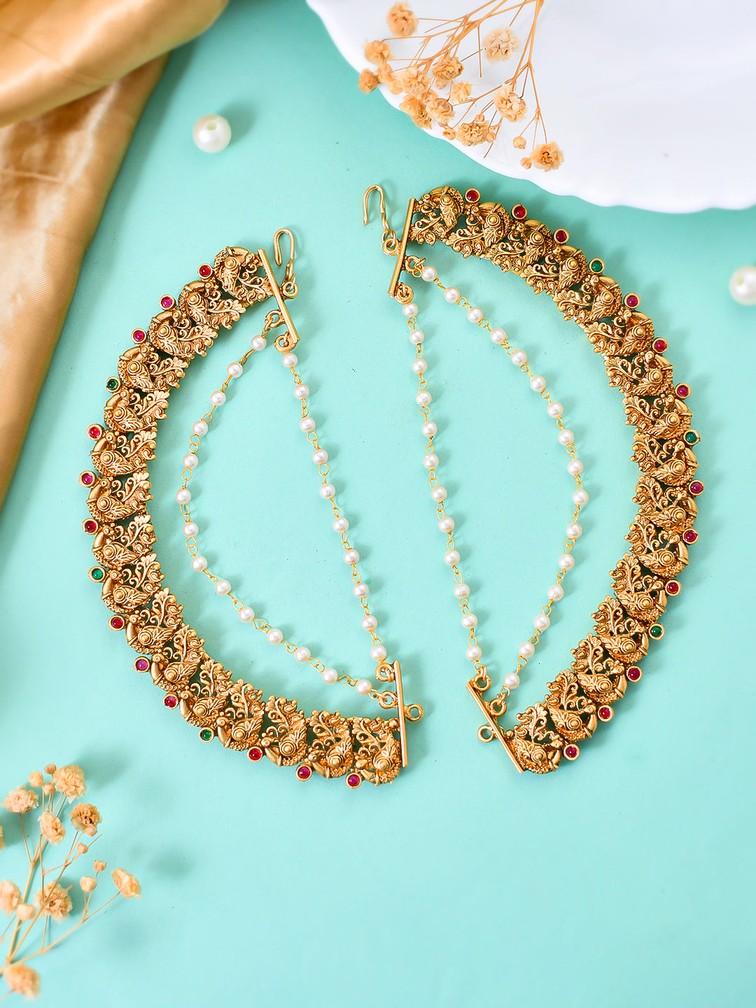 Gold Floral Long Traditional & Ethnic Earrings For Women