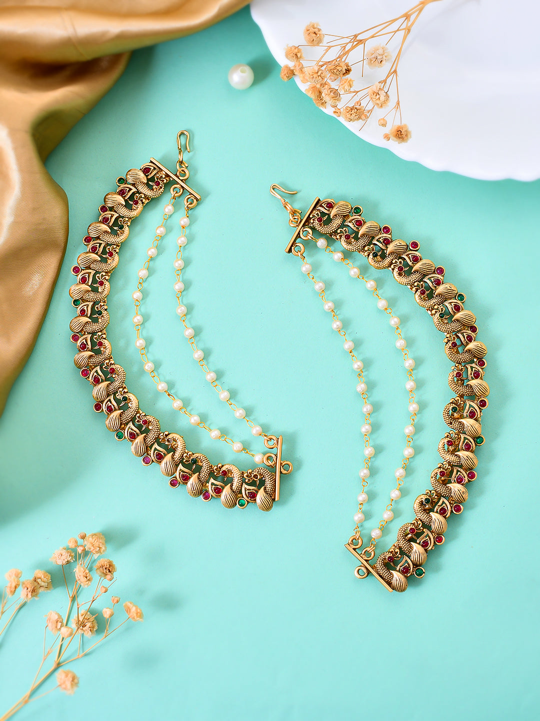 Golden Cascade Traditional  Earrings For Women