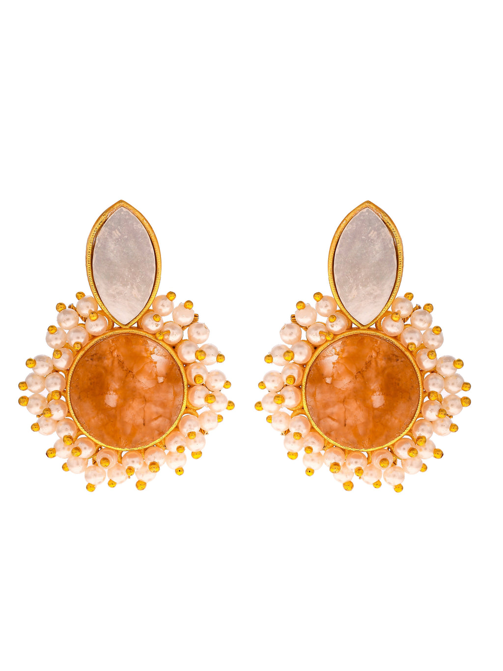 Gold Plated Circular Fancy Stylish stud Stone Earrings