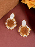 Gold Plated Circular Fancy Stylish stud Stone Earrings