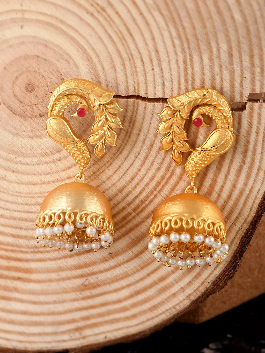 Gold Plated Peacock Jhumka Designs Earrings For women